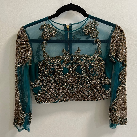 Falguni Shane Peacock Couture Foil Lehenga Wedding Couture - Picture 3 of 16